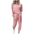 thumbnail image 1 of Yuyuzo Womens Casual Solid Color Set Sweatsuit Pullover Jogger Pants Two Piece Outfit Tracksuits, 1 of 6