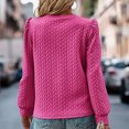 thumbnail image 4 of WRKEKC T-Shirts à Manches Longues pour Femmes, Hauts d'Été pour Femmes, Hauts Décontractés Unis à Texture Torsadée, Col Rond, Manches Longues, 4 of 4