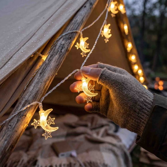 Dvkptbk Christmas Decorations 6M 40 LED Star Ball String Lights Warm White Multicolor Lights Waterproof Outdoor Camping Light Christmas Ramadan Bedroom Window Holiday D