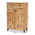 thumbnail image 3 of Baxton Studio Glidden Oak Brown Finished Wood 1-Drawer Shoe Storage Cabinet, 3 of 12