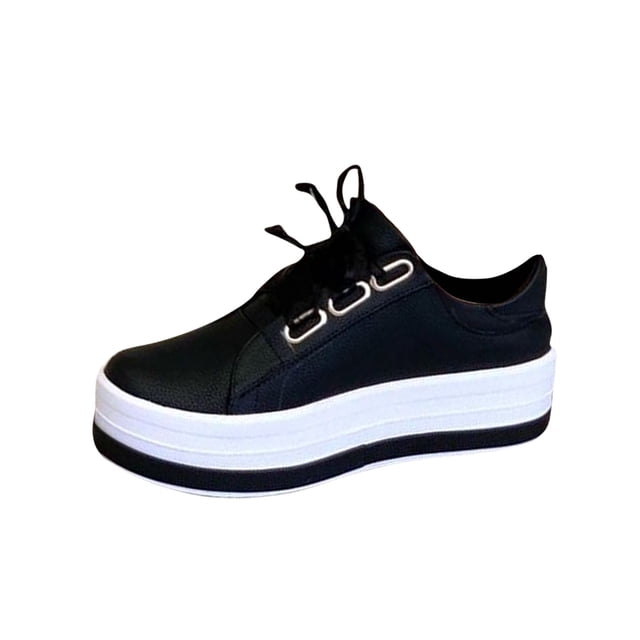 XZNGL Chaussures de Mode pour Femmes Bout Rond Talons Épais à Lacets Décontractées Légères Espadrilles Décontractées de Printemps