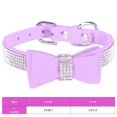 thumbnail image 4 of Light Purple L 50x2.5cm Suede Microfiber Double Bowknot Crystal Sparkle Rhinestone Cat Collar Pet Supply, 4 of 5