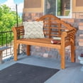 thumbnail image 4 of Gymax Foldable Patio Wooden Bench Garden Loveseat with Crown-Like Backrest, 4 of 9