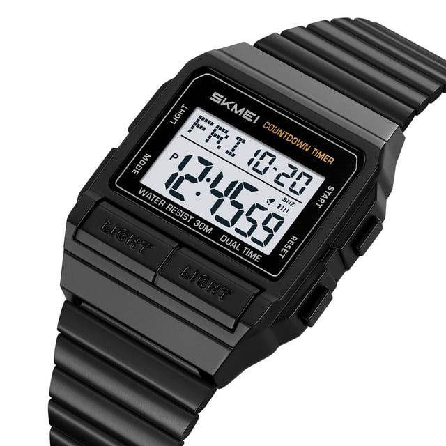 Aufmer 2 Pcs Outdoor Sports Watch for Men, Waterproof Digital Watch with Luminous Display, Multi Functional Watch for Hiking Swimming Running, Durable Stopwatch Alarm for Camping Activities Gift