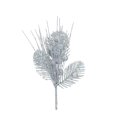 thumbnail image 1 of Holiday Time 9IN Silver Glitter Leaves Pick, 1 of 4