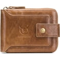 thumbnail image 1 of BULLCAPTAIN Genuine Leather Wallet for Men Large Capacity ID Window Card Case with Zip Coin Pocket Brown, 1 of 6