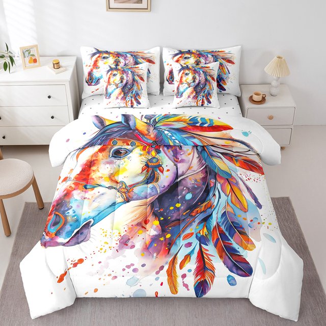 YST Ensemble de Douillette 7 Pcs pour Enfants, Literie à Plumes Arc-en-Ciel, Lit Simple