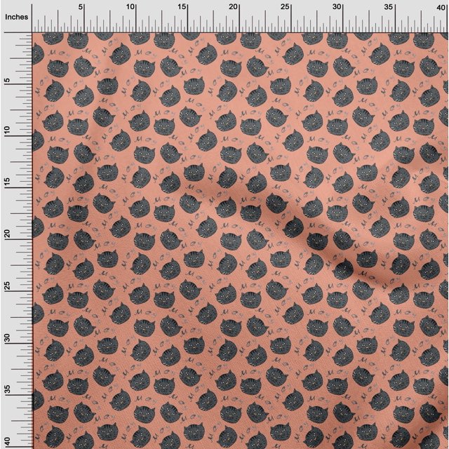oneOone Silk Tabby Peach Fabric Cat Face Animal Sewing Craft Projects Fabric Prints By Yard 42 Inch Wide