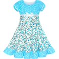 thumbnail image 1 of Robe Fille à Pois Bleus Classique Vintage Robe d'Été de Vacances 6 Ans, 1 of 6