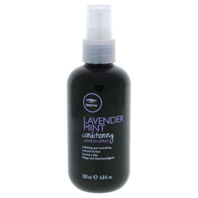 Tea Tree Lavender Mint Conditioning Leave-In Spray by Paul Mitchell for Unisex - 6.8 oz Spray. Leave-in conditioning mist (6.8 oz/200 mL) for coloured hair, micro-fine lightweight spray that hydrates ends, helps control humidity-induced frizz and adds shine when applied to damp hair. Often used to refresh second-day styles.