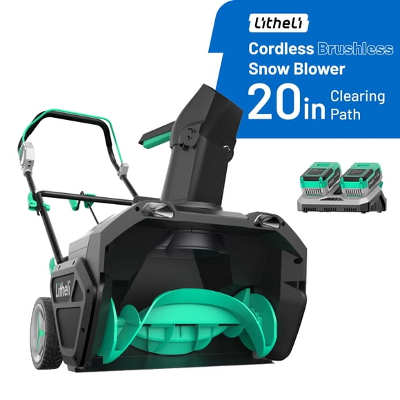 Litheli Souffleuse à Neige Sans Fil, 2x20V (40V) Souffleuse à Neige de 20 Pouces avec Moteur Sans Balais, Machine Électrique de Déneigement, 2 x4.0 Ah Batteries et Chargeur