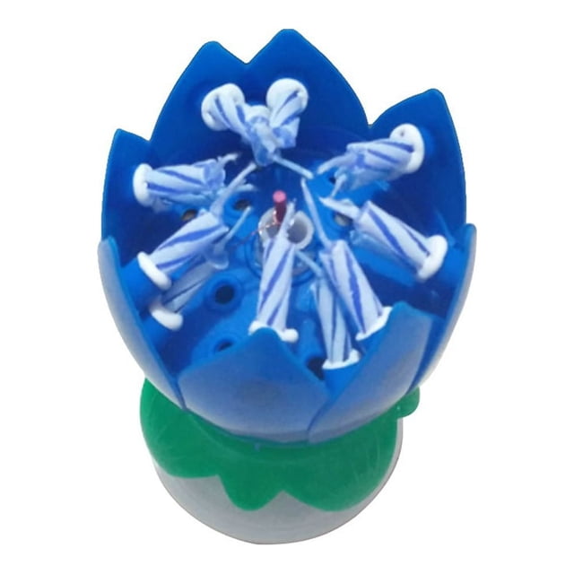 MesaSe New Double-deck Rotating Music Lotus Flower Candle For Birthday