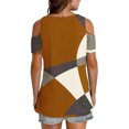 thumbnail image 4 of Soki Womens Tops Color Blocked Printed Short Sleeved V-Neck Off Shoulder Fashionable Summer Clothes, 4 of 6