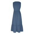 thumbnail image 5 of Robes Grande Taille Mode pour Femmes Col en V Sans Manches Uni Poches Robe à Empiècements à Enfiler Robes de Soirée pour Femmes Élégantes et Chic en Liquidation, 5 of 5