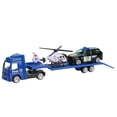 thumbnail image 1 of Comme Montré Police Camion-Remorque à Plateau avec Excavatrice Modèle de Voiture en Alliage Ensemble de Jouets Boîte de Fenêtre, 1 of 1
