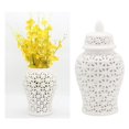thumbnail image 3 of jifeng Traditional Ceramic Ginger Jar for Table Floral Arrangement Decoration White S, 3 of 9