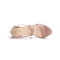 thumbnail image 4 of BLISSFUL STEP Women's Open Toe Cross Strap Mid Block Heel Sandals Dust Pink 10, 4 of 7