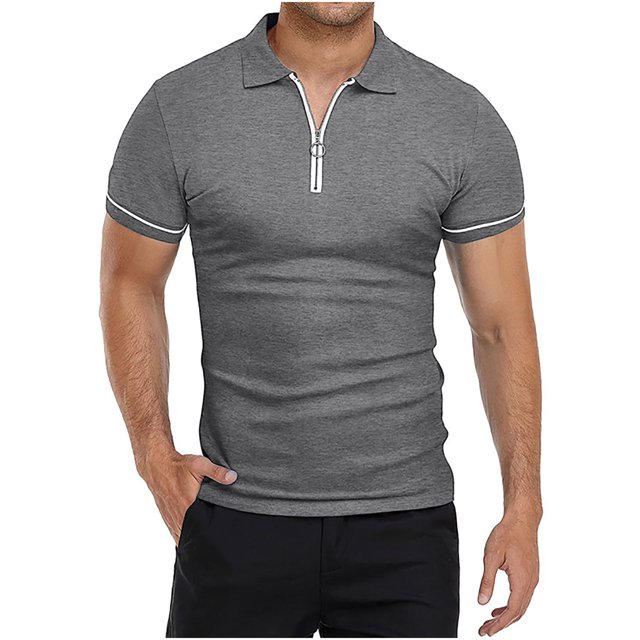 cfhntfmh Quarter-Zip Pullover Shirts for Men Summer Basic Solid Short Sleeve Lapel Golf Tops Muscle Sports Tees