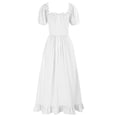 thumbnail image 3 of Pisexur Womens Gothic Dress High Wasit Corset Dress Retro Renaissance Dress Solid Color Short Sleeve Medieval Dress Fashion Flowy Square Neck Drawstring Maxi Dress Ruffle Tunic Cocktail Dress, 3 of 5