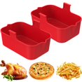 thumbnail image 1 of 2Pcs Air Fryer Silicone Pot with Handle Reusable Air Fryer Liner Heat Resistant Air Fryer Silicone Basket Rectangle Baking Pan Air Fryer Accessories Liners for Double Basket Air Fryer Ove, 1 of 11