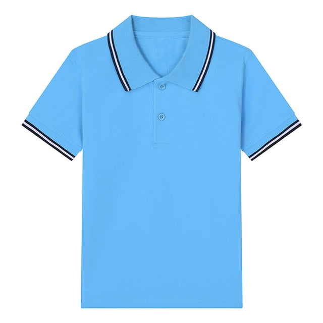 Polos pour Garçons Chemises Unies d'Uniforme Scolaire Chemises de Rugby Polos à Manches Courtes pour Garçons 7-8 Ans Mode Garçons