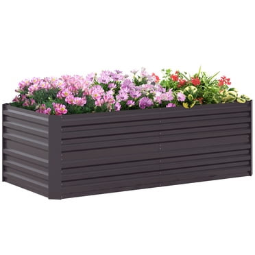 Outsunny Raised Garden Bed Metal Planter Box with Reinforced Rods, Grey