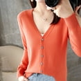 thumbnail image 4 of Cardigan Manteau Doux en Tricot pour Femmes, Mode Durable, Printemps et Automne, Décontracté, Ample, Uni, Manches Longues, Col en V, à Boutons - Hontri, 4 of 4