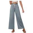 thumbnail image 1 of Timegard Womens Wide Leg Pants Elastic High Waist Drawstring Solid Color Beach Travel Casual Loose Pants, 1 of 5