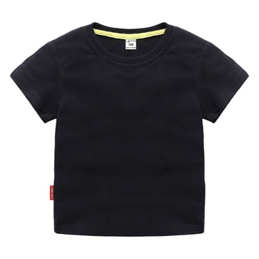 T-shirt à Col Rond Coupe Classique pour Garçons et Filles / Coton Biologique Doux, Paquet Multiple, Manches Courtes, Basique, Tout-Petits et Enfants, Noir 130/4 A-5 A