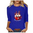 thumbnail image 2 of Meichang Chemises de Noël Manches 3/4 Coupe Ample Col Rond Tops d'Automne T-Shirts Graphiques Classiques Cadeaux pour Femmes pour Noël, 2 of 5