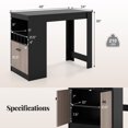 thumbnail image 3 of Gymax Table de Bar 48 Pieds' avec Armoire de Rangement et Casier à Vin, Tablette Réglable, Casier à Vin, 3 of 10