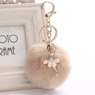 EGNMCR Keychains 8CM Cute Dancing Angel Keychain Pendant Women Key Pompoms Key Chains Key chain