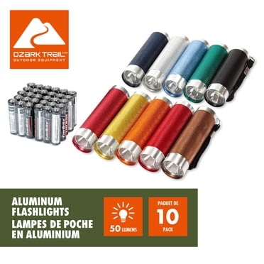 Ozark Trail LED Flashlights 10 Pack 50 Lumens Multicolor Compact Lights for Camping and Emergencies