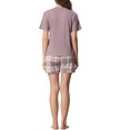 thumbnail image 3 of INSPIRE CHIC Ensemble de Pyjama T-Shirt à Manches Courtes à Carreaux pour Femme avec Short G Violet, 3 of 5