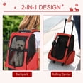 thumbnail image 4 of PawHut Sac de Transport pour Animaux, Boîte à Bagages pour Chat et Chien, Caisse à Roulettes avec Support Amovible, Rouge, 4 of 10