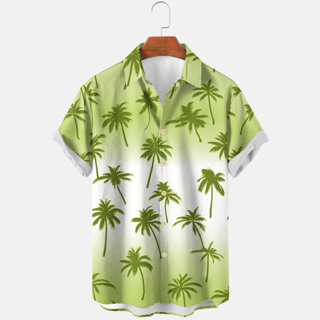 Weiqiqre Mens T-shirts Loose Fit, Floral Print Tropical Button Down Shirts