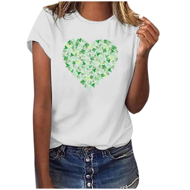 Chemises de la Saint-Patrick pour Femmes Saint-Valentin Imprimé Hiver Décontracté Floral Haut Saint-Patrick