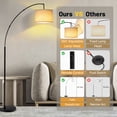 thumbnail image 3 of OUTON Lampe sur Pied Arquée de 81 Pouces avec Télécommande en Liquidation, 4 Températures de Couleur DEL à Intensité Réglable, Lampadaire Moderne, Abat-Jour en Lin Ajustable, Grande Lampe pour Salon, Chambre (Noir+abat-Jour Blanc), 3 of 8