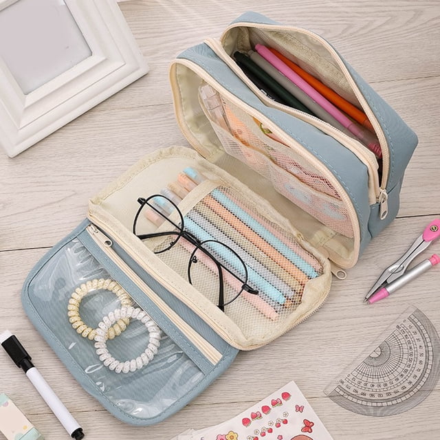 Boovnll Trousse à Crayons, Grande Capacité Portable Multi-Couches, Trousse à Crayons avec Fermeture Éclair pour Maison, Bureau, Rangement, Trousse à Crayons