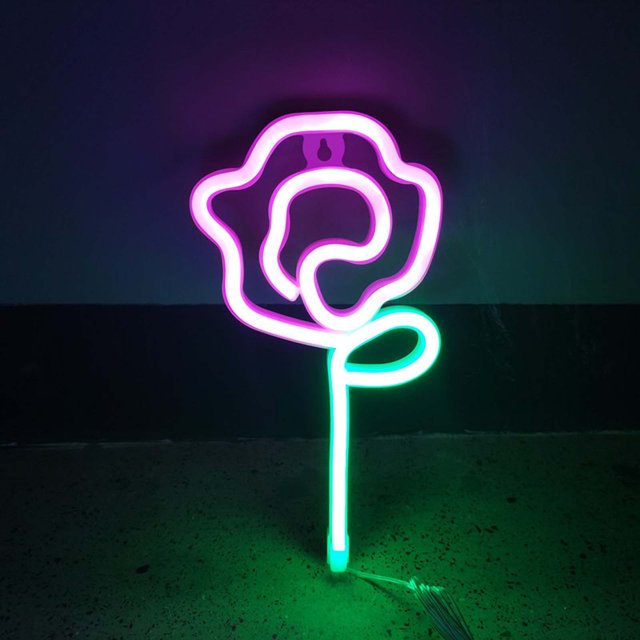 RKSTN Fall Decorations for Home Roses Neon Light Modeling Lantern Room Bedroom Decoration Valentine's Day Decoration Decorations
