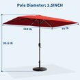 thumbnail image 2 of Garvee 10' x 6.5' Rectangular Patio Umbrella with Crank & Push Button Tilt, 6 Sturdy Ribs, Red, 2 of 7