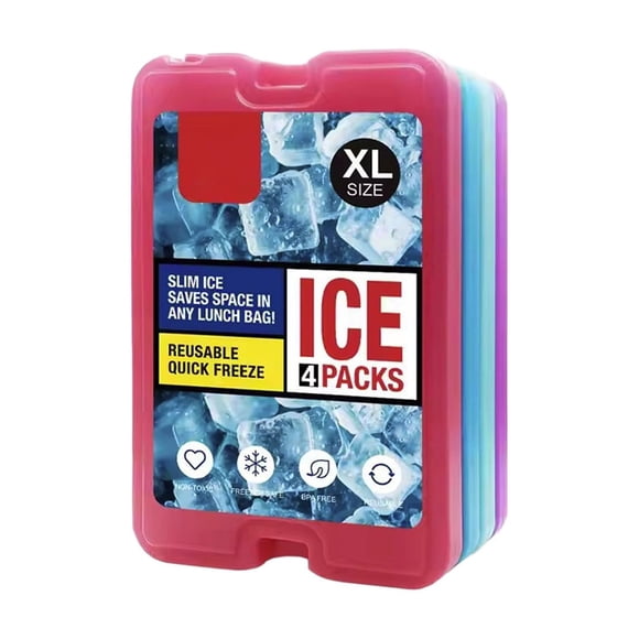 Drppepioner Reusable Ice Packs Set 4 Pack Water Fillable Freezer Blocks Portable Cooler Ice Packs for Lunch Box Camping Picnic Beach Travel Food Cooler Bag