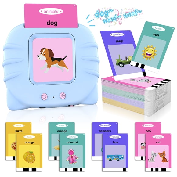 MAGOTAN Cartes Éclair Parlantes Jouets d'Apprentissage pour Garçons et Filles de 1 à 6 Ans, Jouets Éducatifs pour Tout-Petits, Jouets d'Orthophonie Jouets pour l'Autisme Cadeaux de Noël et d'Anniversaire pour Garçons et Filles Tout-Petits (Bleu)