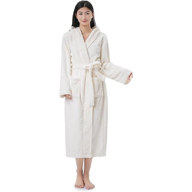 Sunny Forrest Arctic Pure Hooded Robe with front pockets - White (CA/US, Alpha, XX-Large, 3X-Large, Regular, Regular, Arctic White)