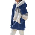 thumbnail image 3 of FAIWAD Women's Full Zip Fuzzy Fleece Hooded Coat Color Block Drawstring Fall Winter Warm Coat with Pockets, 3 of 5