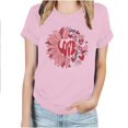 thumbnail image 2 of Meichang T-Shirts Joyeuse Saint-Valentin Femmes Mignon Imprimé Cœur T-Shirts Mignons Hauts Col Rond Manches Courtes T-Shirts de Vacances Saint-Valentin, 2 of 4