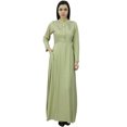 thumbnail image 1 of Bimba Robe Jilbab Unie à Manches Longues pour Femme, Col Mandarin, avec Poches, 1 of 6