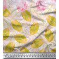thumbnail image 3 of oneOone Polyester Lycra Peach2 Fabric Leaves & Flower Panel Sewing Material Print Fabric By The Yard 56 Inch Wide, 3 of 3