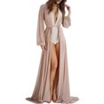 thumbnail image 2 of Neinkie Women's Long Sleeve Flowy Maxi Bathing Suit Swimsuit Tie Front Robe Cover Up, 2 of 7