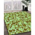 thumbnail image 3 of Ahgly Company Tapis Rond Lavable en Machine Intérieur Transitionnel Jaune Foncé Vert, 3 Pieds Rond, 3 of 7